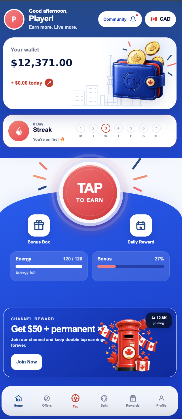 Tap Canada bot interface